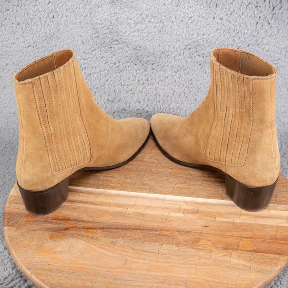 Zara Mustard Suede Cuban Boots Western Style Sz 38 7.5 Ankle Bootie - Picture 7 of 8